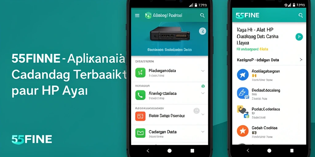 Tampilan antarmuka aplikasi 55FIVE untuk cadangan data.