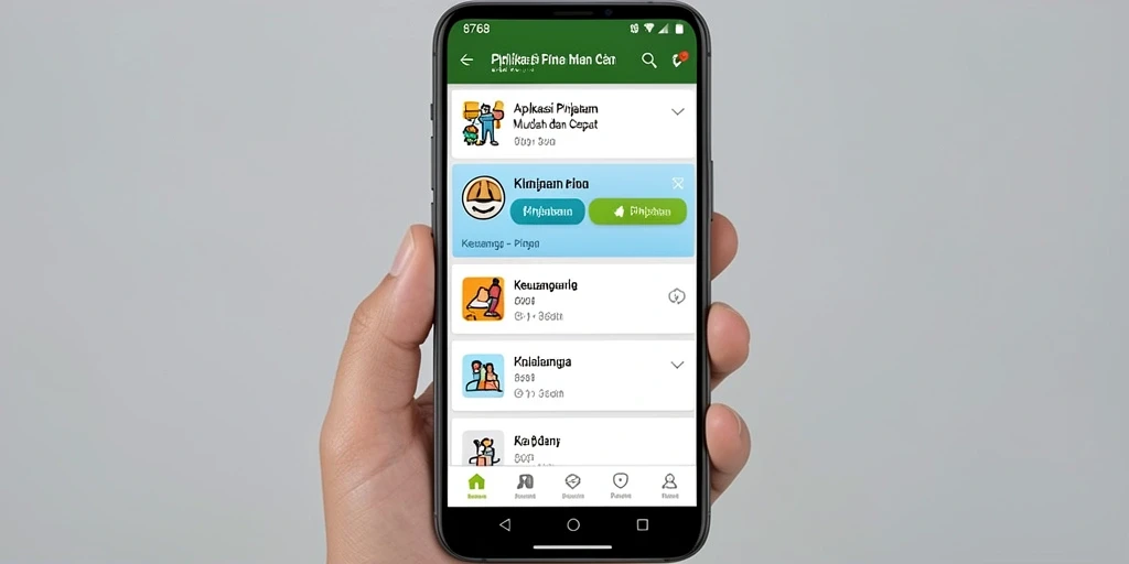 Tampilan antarmuka aplikasi Pinjaman 8768 yang modern dan user-friendly.