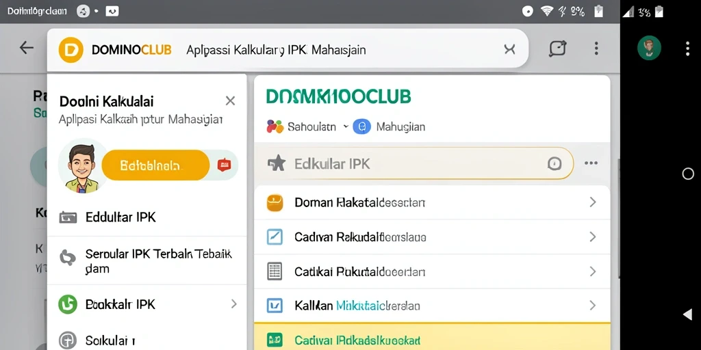 Antarmuka pengguna DOMINOCLUB yang sederhana dan fungsional untuk Kalkulator IPK.