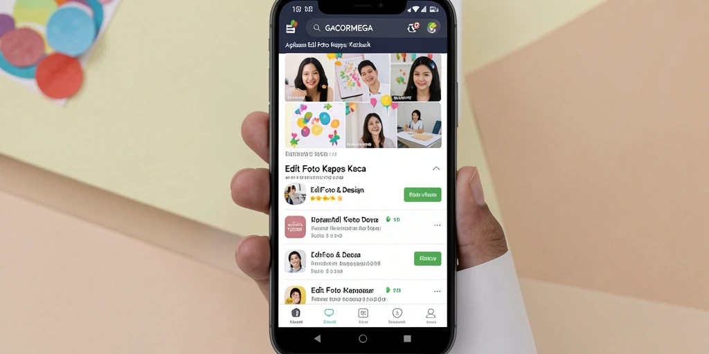 Tampilan antarmuka aplikasi GACORMEGA untuk edit foto kertas kaca.