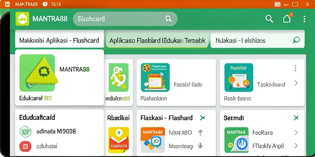 Antarmuka intuitif dari aplikasi Flashcard MANTRA88 yang memudahkan pengguna.