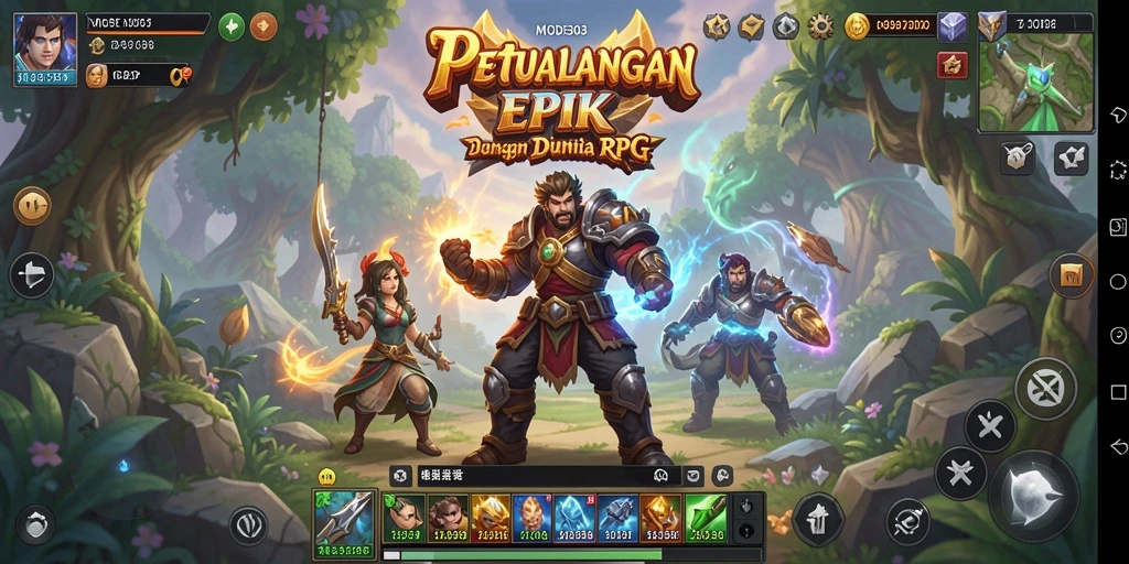 Tampilan antarmuka game RPG MODE303 yang menarik.