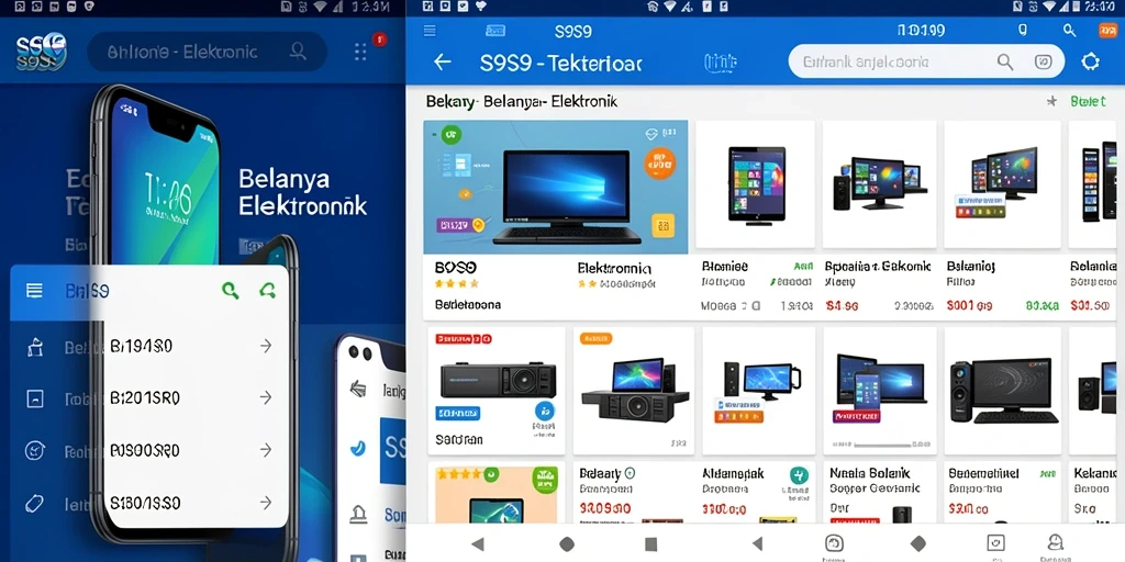 Antarmuka S9S9 yang sederhana dan fungsional untuk belanja elektronik.